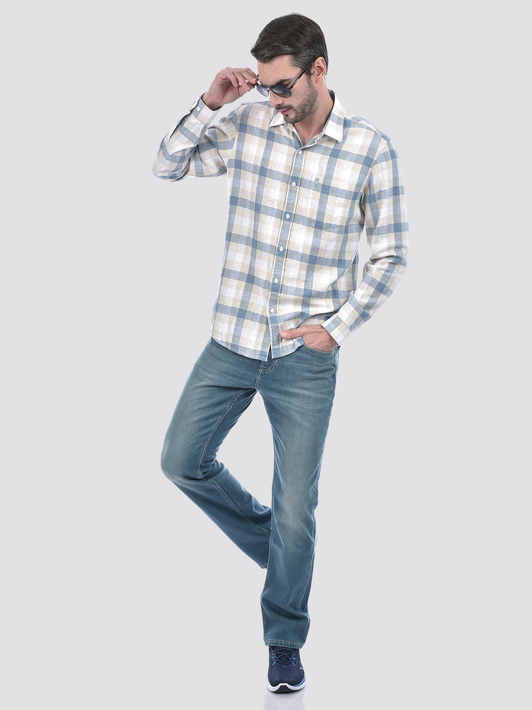 Numero Uno Men Checkered Blue Shirt